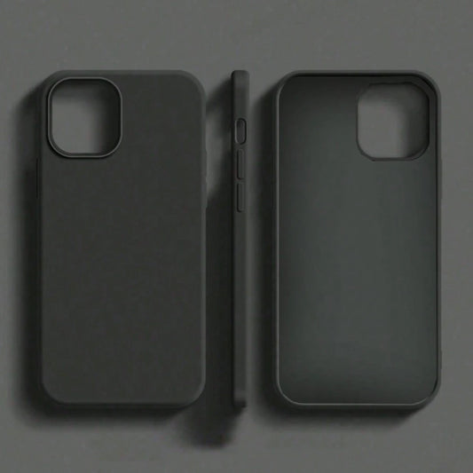 Pure Black TPU Liquid Silicone Hybrid Phone Case- Anti-Yellowing And Soft-Touch Protection Compatible With Iphone