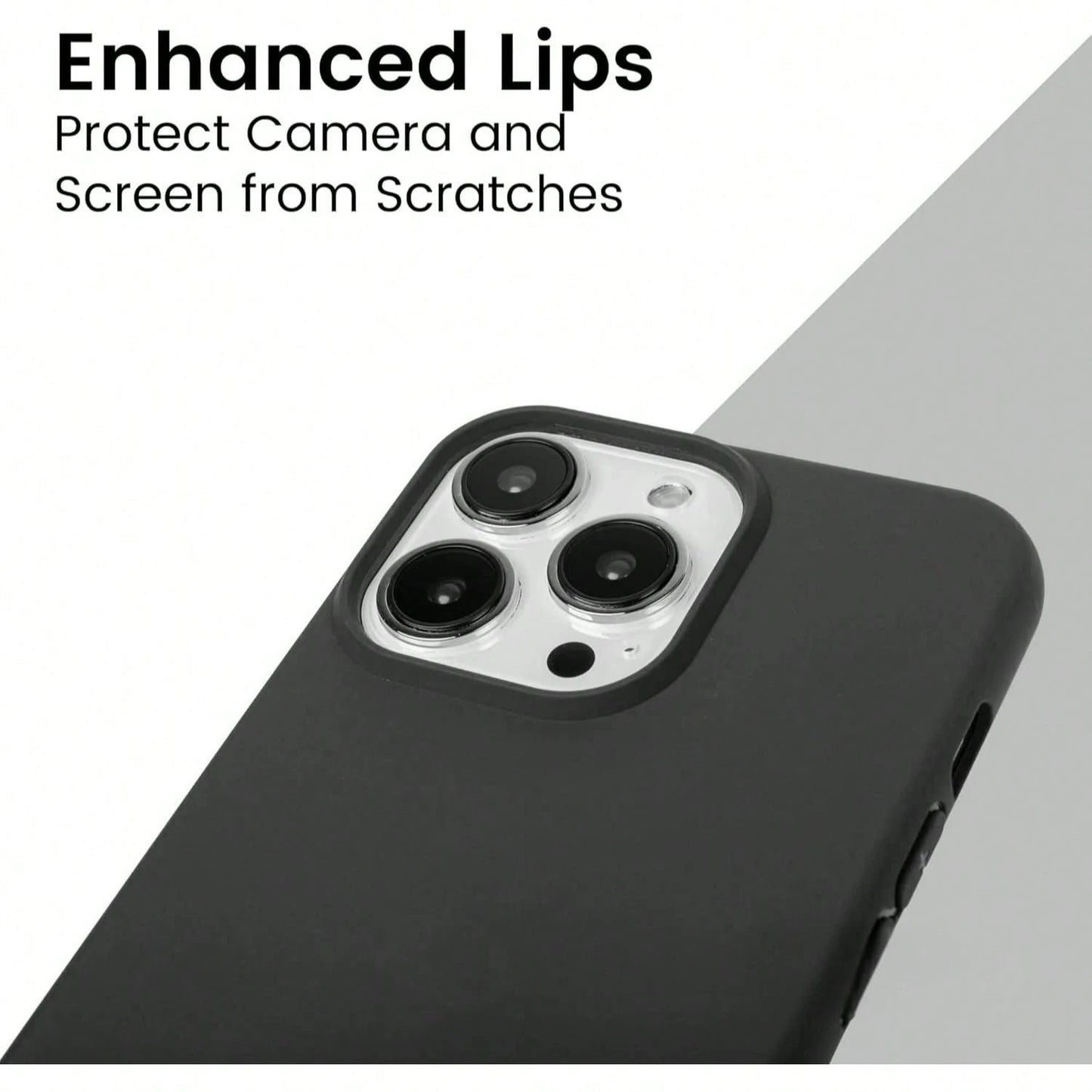 Pure Black TPU Liquid Silicone Hybrid Phone Case- Anti-Yellowing And Soft-Touch Protection Compatible With Iphone