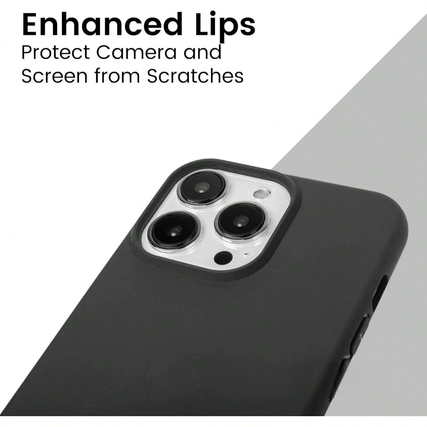 Pure Black TPU Liquid Silicone Hybrid Phone Case- Anti-Yellowing And Soft-Touch Protection Compatible With Iphone