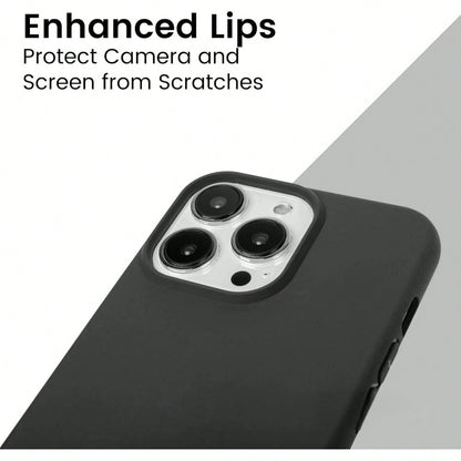 Pure Black TPU Liquid Silicone Hybrid Phone Case- Anti-Yellowing And Soft-Touch Protection Compatible With Iphone