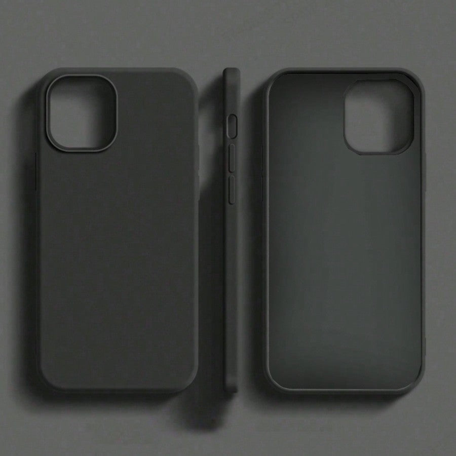 Pure Black TPU Liquid Silicone Hybrid Phone Case- Anti-Yellowing And Soft-Touch Protection Compatible With Iphone