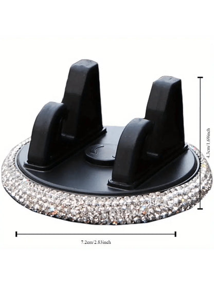 PVC Material Rhinestone Car Phone Holder, Universal Dashboard Phone Stand, Adjustable Car GPS Mount, Cute Rotating Clip, Suitable For Landscape And Portrait Screens