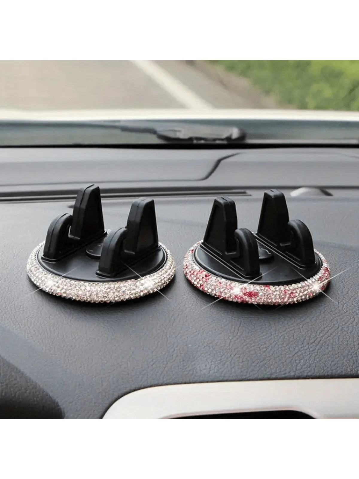 PVC Material Rhinestone Car Phone Holder, Universal Dashboard Phone Stand, Adjustable Car GPS Mount, Cute Rotating Clip, Suitable For Landscape And Portrait Screens