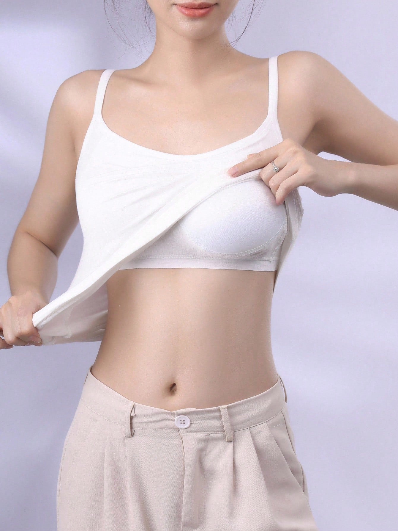 Qadelle 3pcs Anti-Flashing Integrated Padded Camisole, Comfortable & Breathable