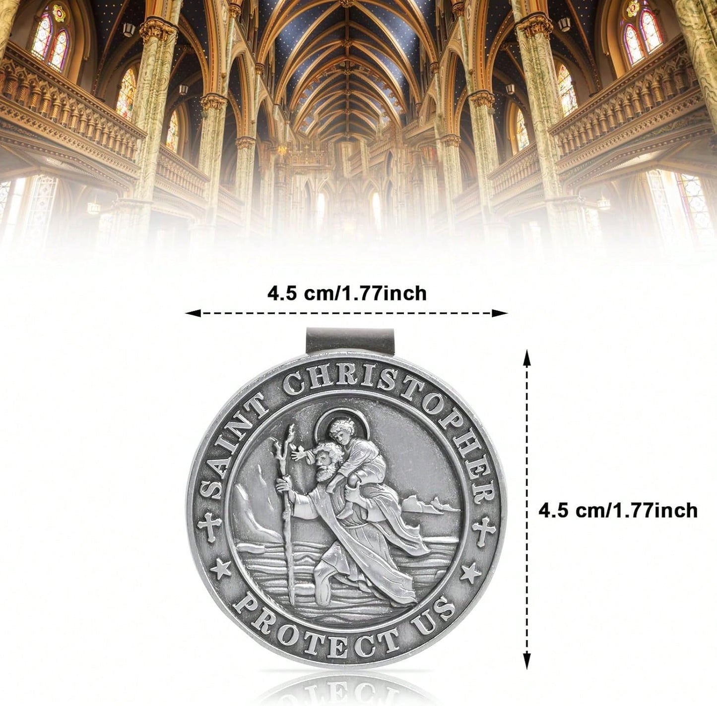 Qflrgon St Christopher Medal For Car, Visor Clips For Cars, Saint Christopher Medal, Guardian Angel Visor Clip, Catholic Gifts For Loved Ones, Friends And New Drivers(1PCS)