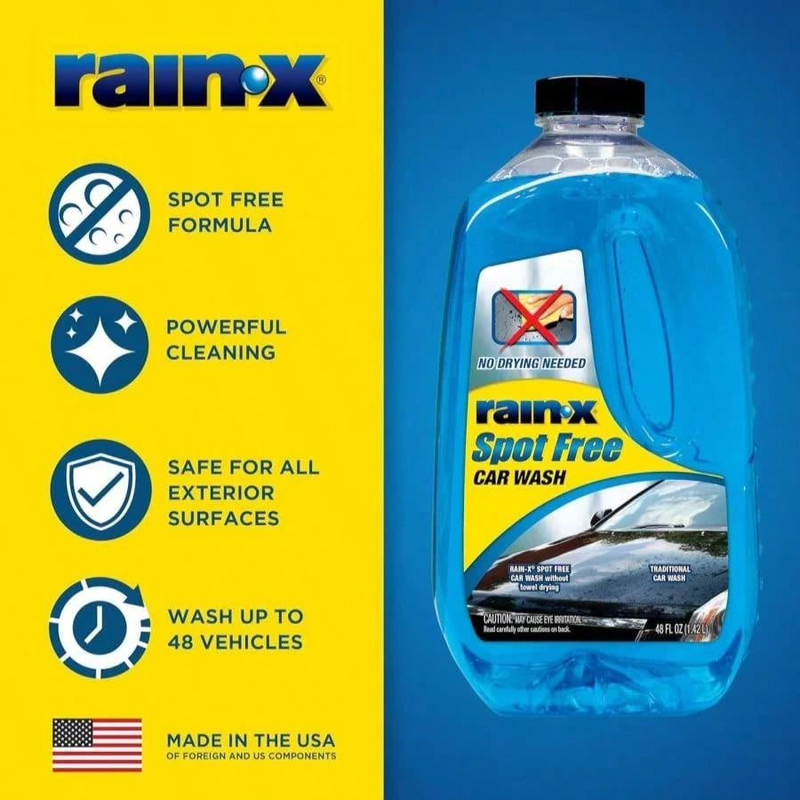Rain-X 620073- Car Wash Deep Cleaning, High Foam Soap Provides Spot Free Shine With No Towel Or Hand Drying Needed- Car Soap For Car Cleaning And Detailing 48 Fl Oz