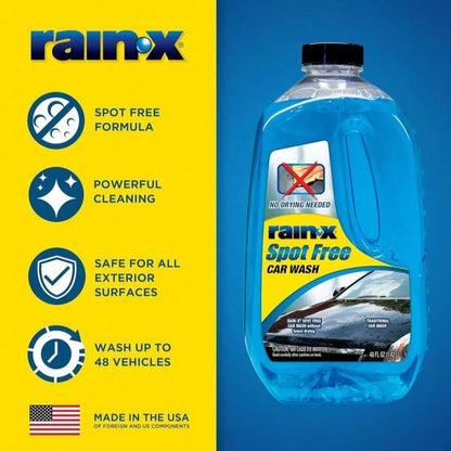 Rain-X 620073- Car Wash Deep Cleaning, High Foam Soap Provides Spot Free Shine With No Towel Or Hand Drying Needed- Car Soap For Car Cleaning And Detailing 48 Fl Oz