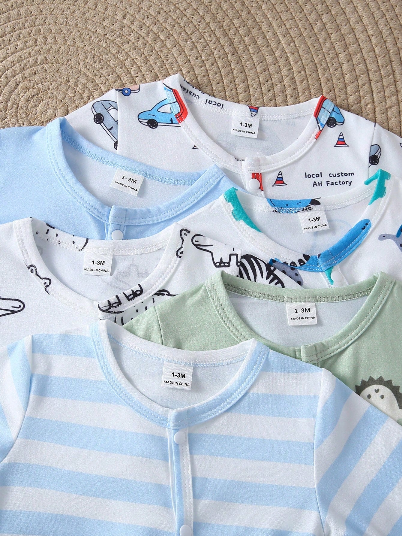 Random 1sets Newborn 0-12 Months Jumpsuit Forest Style Cute Ditsy Floral With Chain Craft Contrast Color Fresh Style Long Sleeve Footed Open Crotch