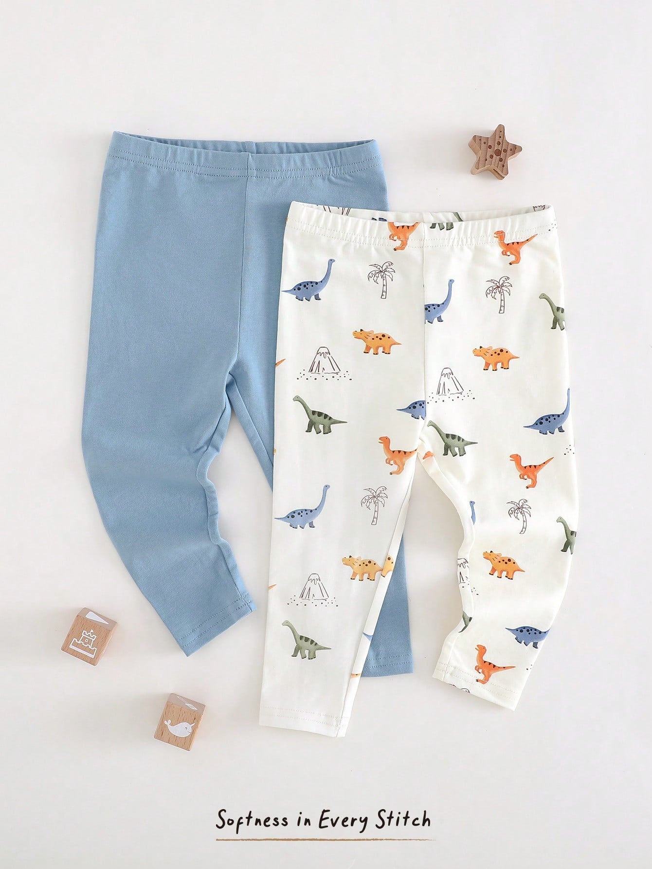 RANDOM 5 PCS SEND 2 PCS Baby Boy Patterned Long Pants 2 Pieces Set, Classic Cute Cartoon Dinosaur Print, Classic Animal Party Print, Suitable