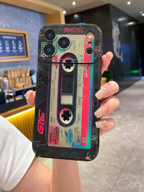 Recorder 1pc Retro Cassette Camera Shockproof Phone Case Compatible With Apple,/Galaxy