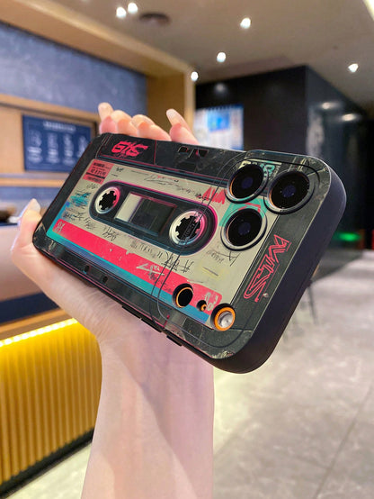 Recorder 1pc Retro Cassette Camera Shockproof Phone Case Compatible With Apple,/Galaxy