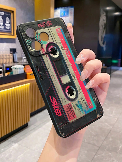 Recorder 1pc Retro Cassette Camera Shockproof Phone Case Compatible With Apple,/Galaxy