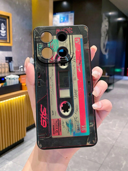 Recorder 1pc Retro Cassette Camera Shockproof Phone Case Compatible With Apple,/Galaxy