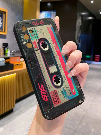 Recorder 1pc Retro Cassette Camera Shockproof Phone Case Compatible With Apple,/Galaxy