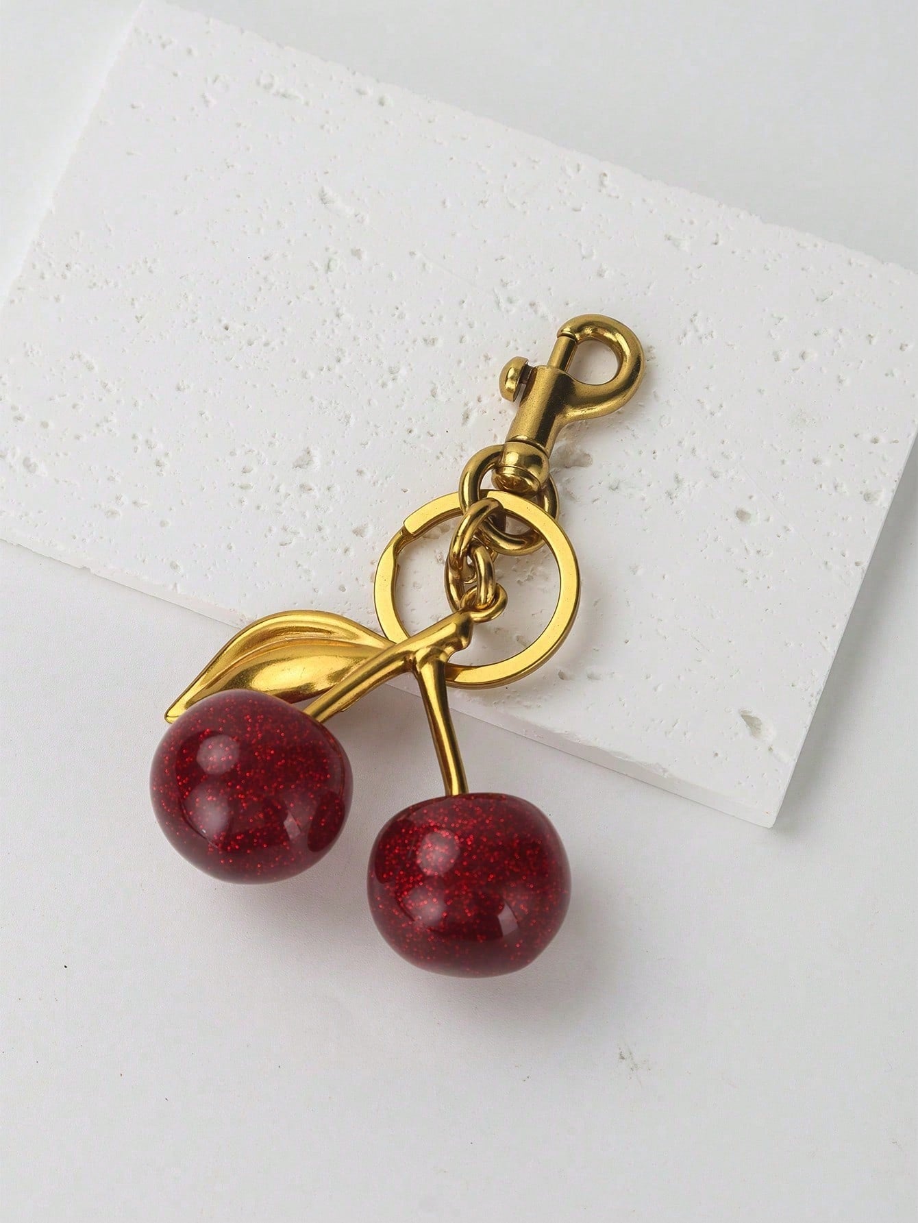 Red Cherry Bag Charm, Handbag Pendant, Keychain, Car Accessory And Keychain Gift- Exquisite Accessory Designed For Women