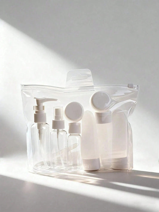Refillable Travel Bottle Set: Spray, Lotion, Shampoo, Body Wash, Soft Tube Bottles, Empty Liquid Containers Suitable For Cosmetics, Portable Tools, Refillable, Travel Essentials, Travel Storage Bag, B