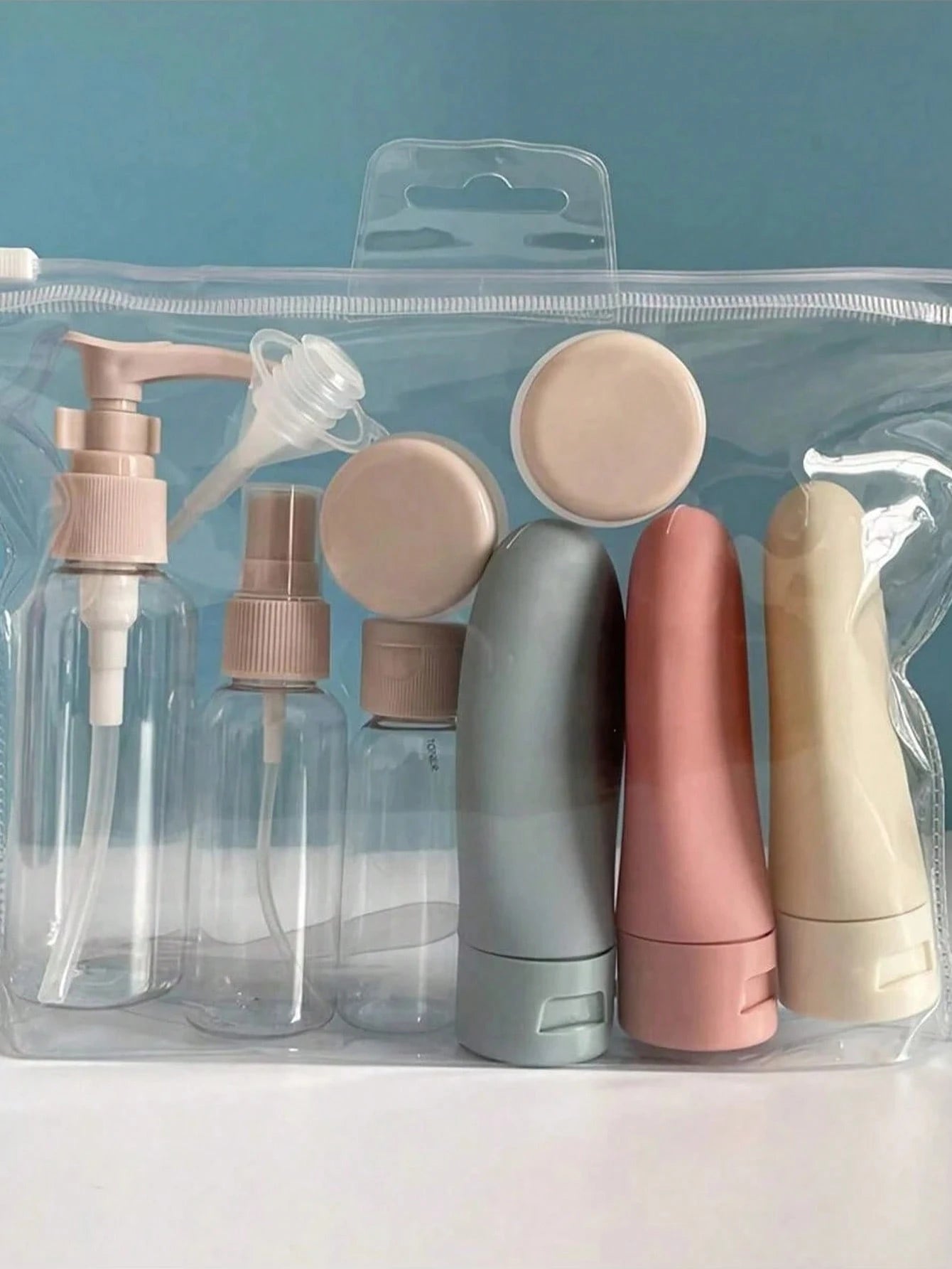 Refillable Travel Bottle Set: Spray, Lotion, Shampoo, Body Wash, Soft Tube Bottles, Empty Liquid Containers Suitable For Cosmetics, Portable Tools, Refillable, Travel Essentials, Travel Storage Bag, B