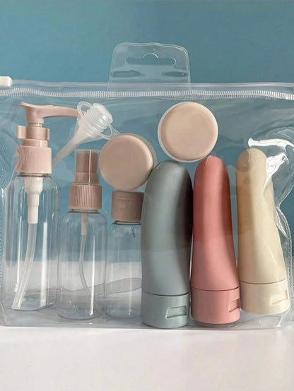 Refillable Travel Bottle Set: Spray, Lotion, Shampoo, Body Wash, Soft Tube Bottles, Empty Liquid Containers Suitable For Cosmetics, Portable Tools, Refillable, Travel Essentials, Travel Storage Bag, B