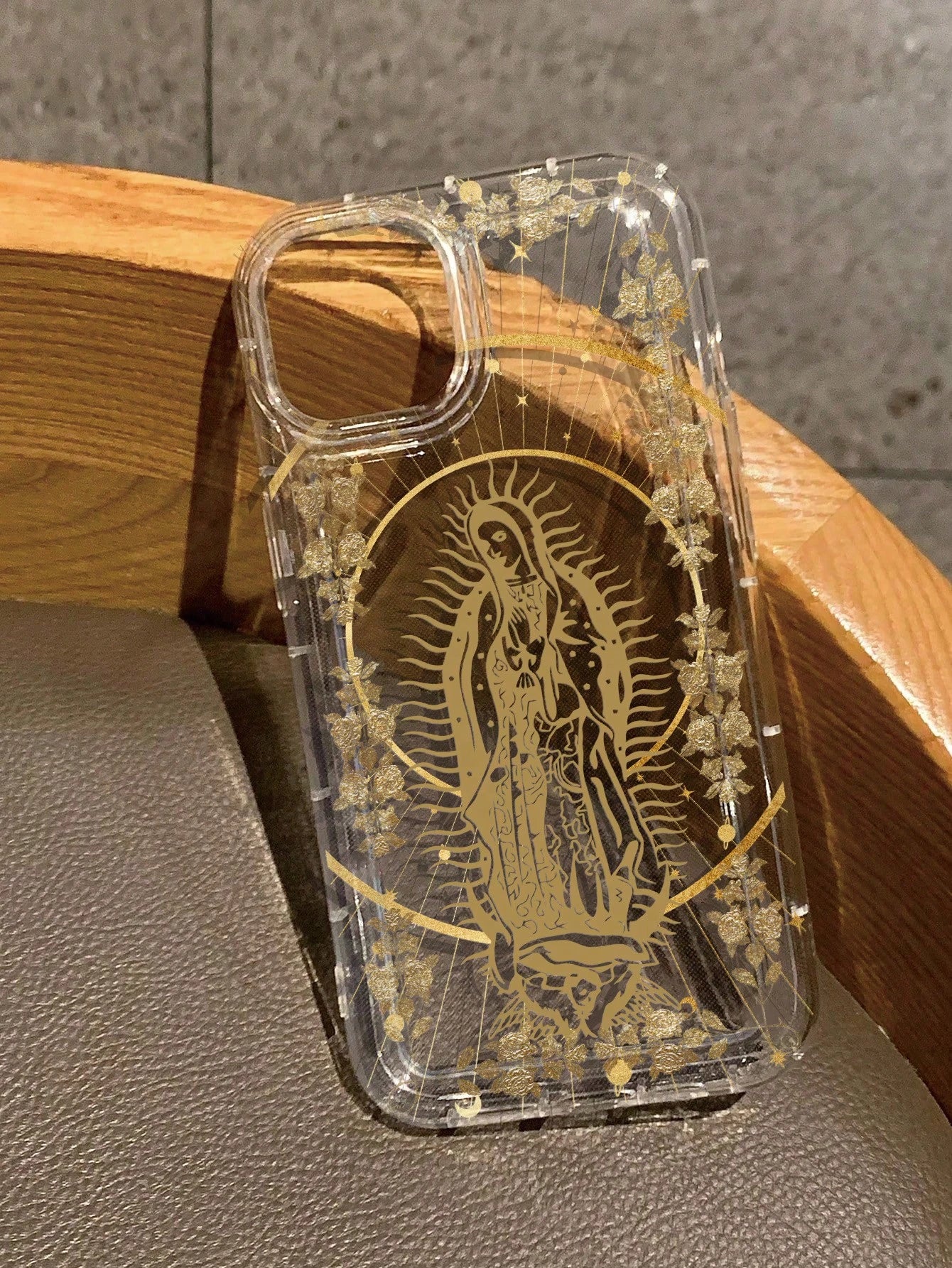 Religious Mythological Figure Fashion Our Lady & Cross Print Clear Case Compatible With Iphone 11/12/13/14/15/15pro/15 Plus/15 Promax/7plus/8plus/X/Xs Max/Xr/11pro/12pro/13pro/14pro/12mini/13mini/11pr
