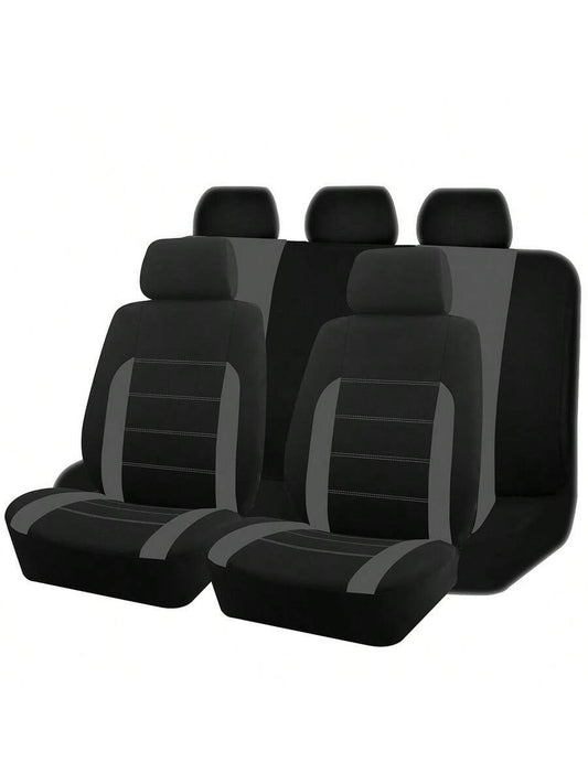 REMAX 9pcs Polyester Fabric Car Seat Covers, Compatible With Airbags, Universal Fit Seat Cushions, Car Accessories, New Design For Women