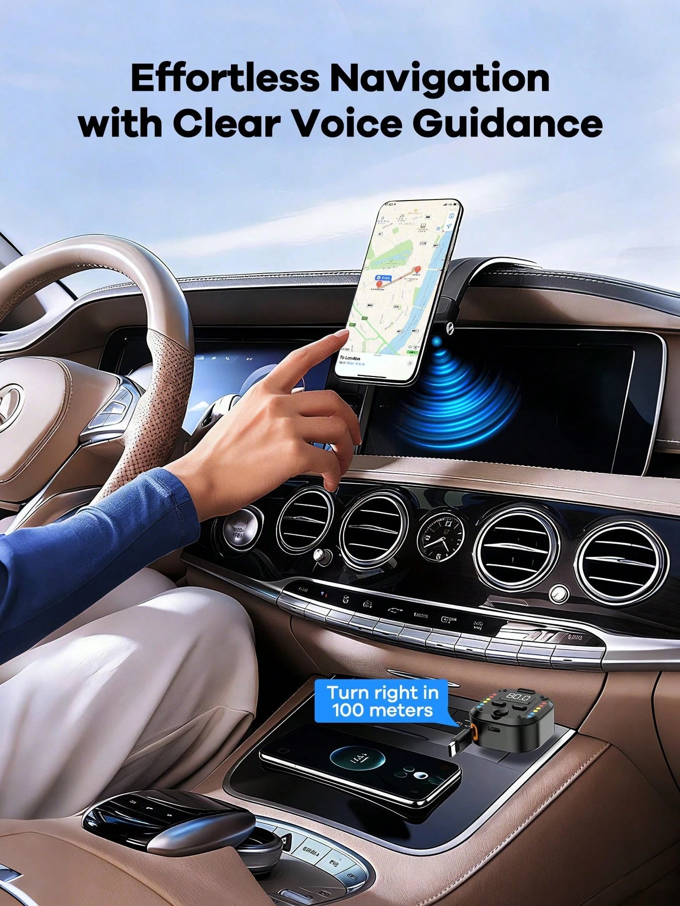REMAX Bluetooth Car Charger With RGB Lights & 27.5" Retractable Cable; PD 30W Fast Charging; BT 5.3 For Hands-Free Call/Music; Auto Reconnect; Type-C Charger Compatible With Apple/Android; Car Accesso