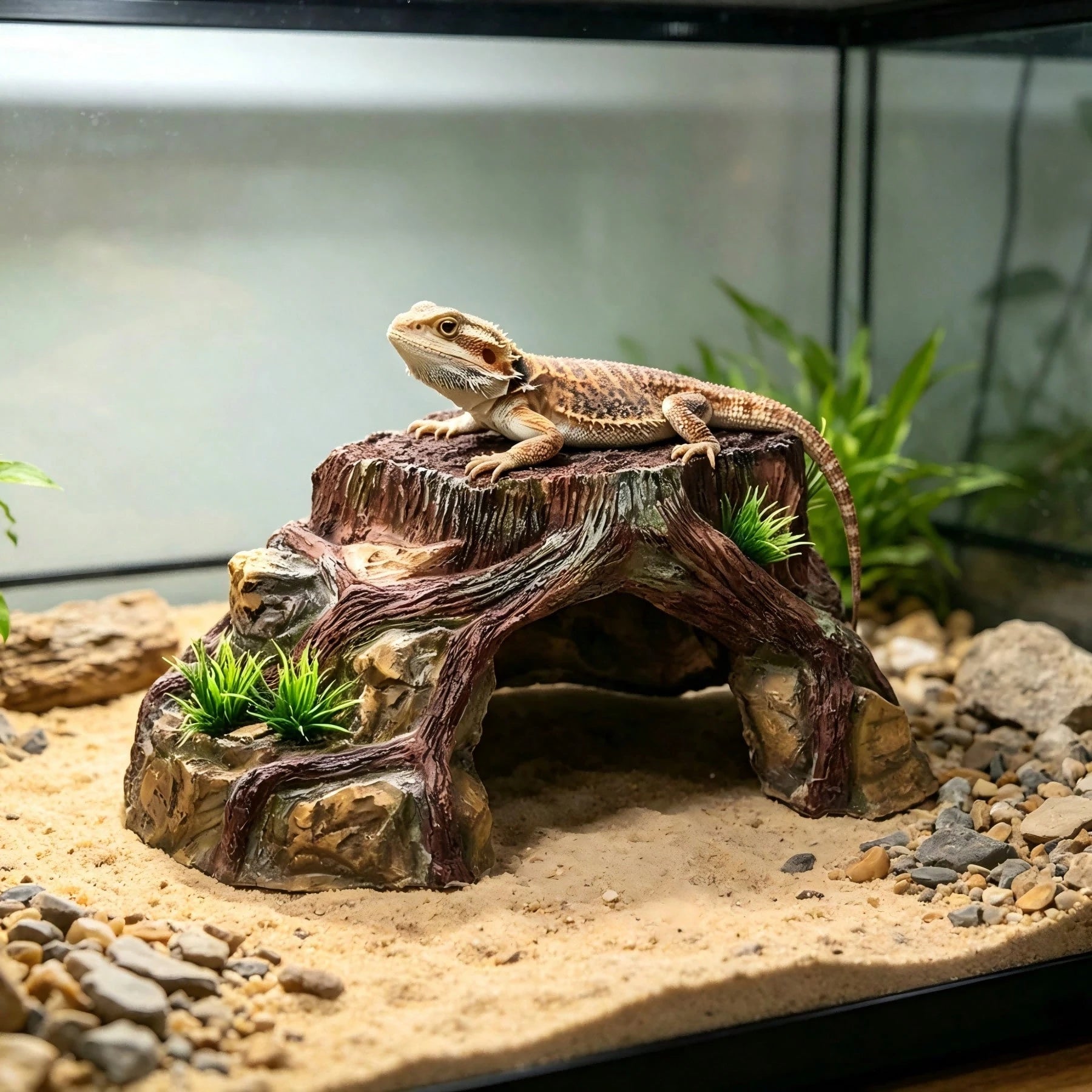 Reptile Pet Lizard Hideaway Cave, Reptile Rock Hiding Place, Aquarium Decor, Mane Lion Lizard, Gecko, Snake Habitat, Turtle Habitat Decor, Amphibian Dwelling
