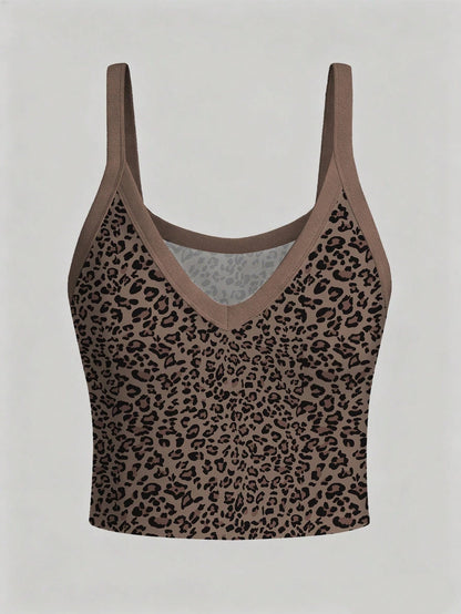 Resyla Ladies' Tank Top, V-Neck, Comfortable And Fitted, Loose Women's Shorts, Sexy And Comfortable Style, Leopard Print, Best-Selling Summer Style