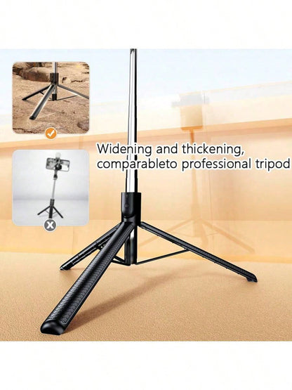 Retractable Phone Selfie Stick,Floor Tripod,With Light And With Wireless Remote,Foldable Rotatable Clip,Integrated Metal Extendable Stick Mobile Handheld Portability Suitable Video,Live