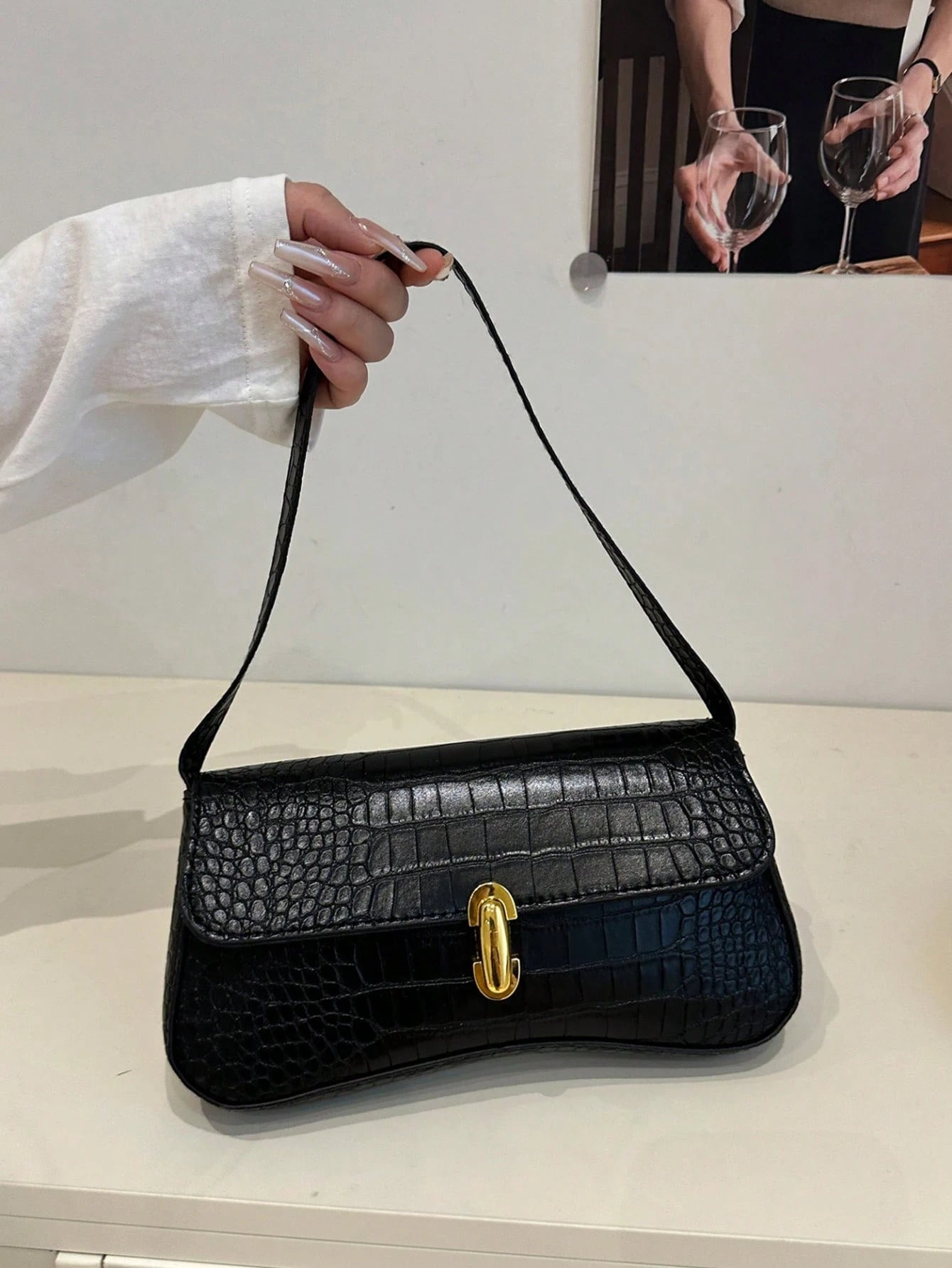 Retro Colorblock Leopard Print Elegant Shoulder/Underarm Bag, Women's Leopard Print Handbag, Leopard Print Makes A Comeback