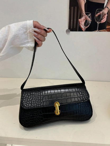 Retro Colorblock Leopard Print Elegant Shoulder/Underarm Bag, Women's Leopard Print Handbag, Leopard Print Makes A Comeback