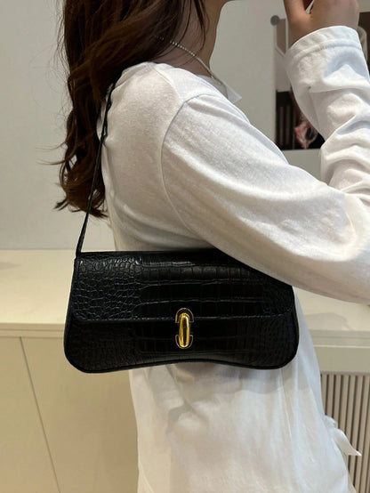 Retro Colorblock Leopard Print Elegant Shoulder/Underarm Bag, Women's Leopard Print Handbag, Leopard Print Makes A Comeback