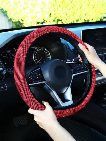 Rhinestone Decor Car Steering Wheel Cover,Car Accessories Women