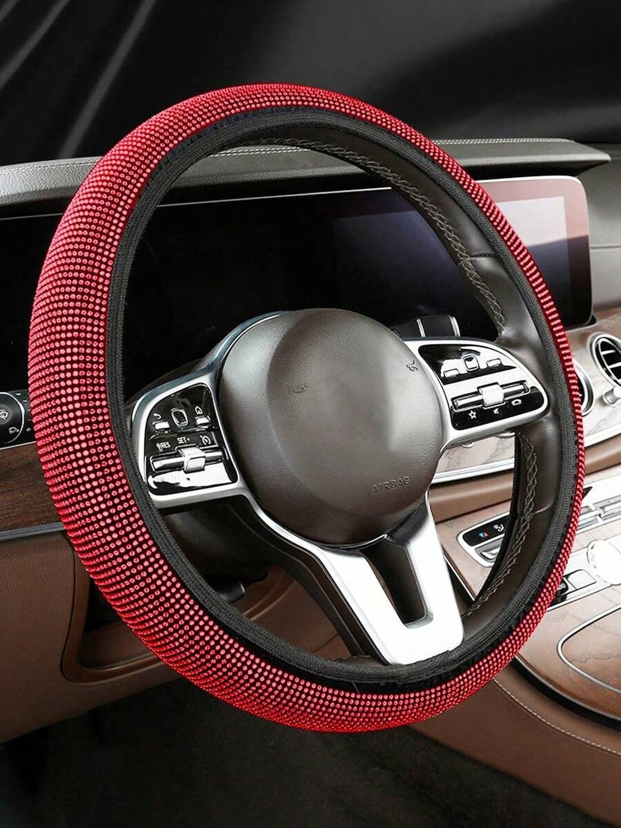 Rhinestone Decor Car Steering Wheel Cover,Car Accessories Women