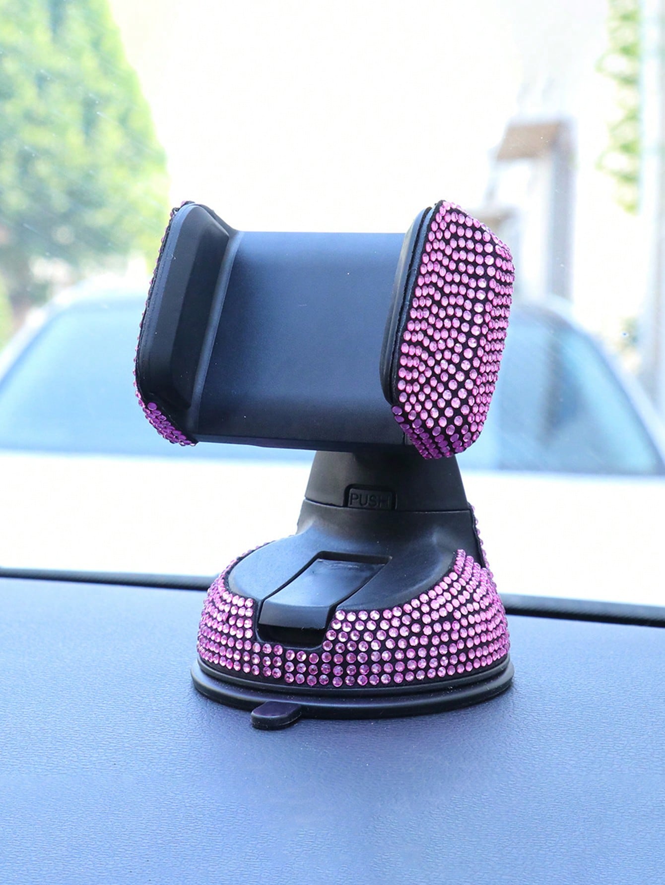Rhinestone Decor Suction Cup Car Phone Holder Compatible With IPhone, Android Phone, Gift For Birthday, Family, Friends Car Accessories