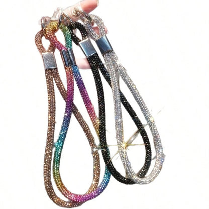 Rhinestone Keychain, Unisex Creative Phone Lanyard, Colorful Rope Pendant, Birthday Gift, Anniversary Party Favor