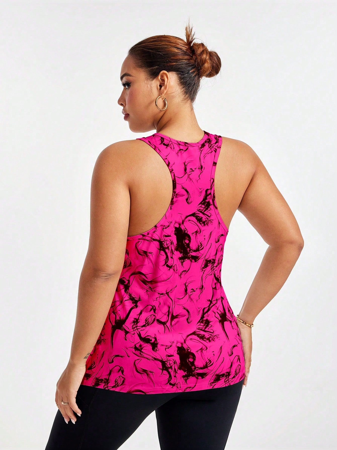 Rhythm Era All Over Print Asymmetric Hem Round Neck Summer Sports Camisole