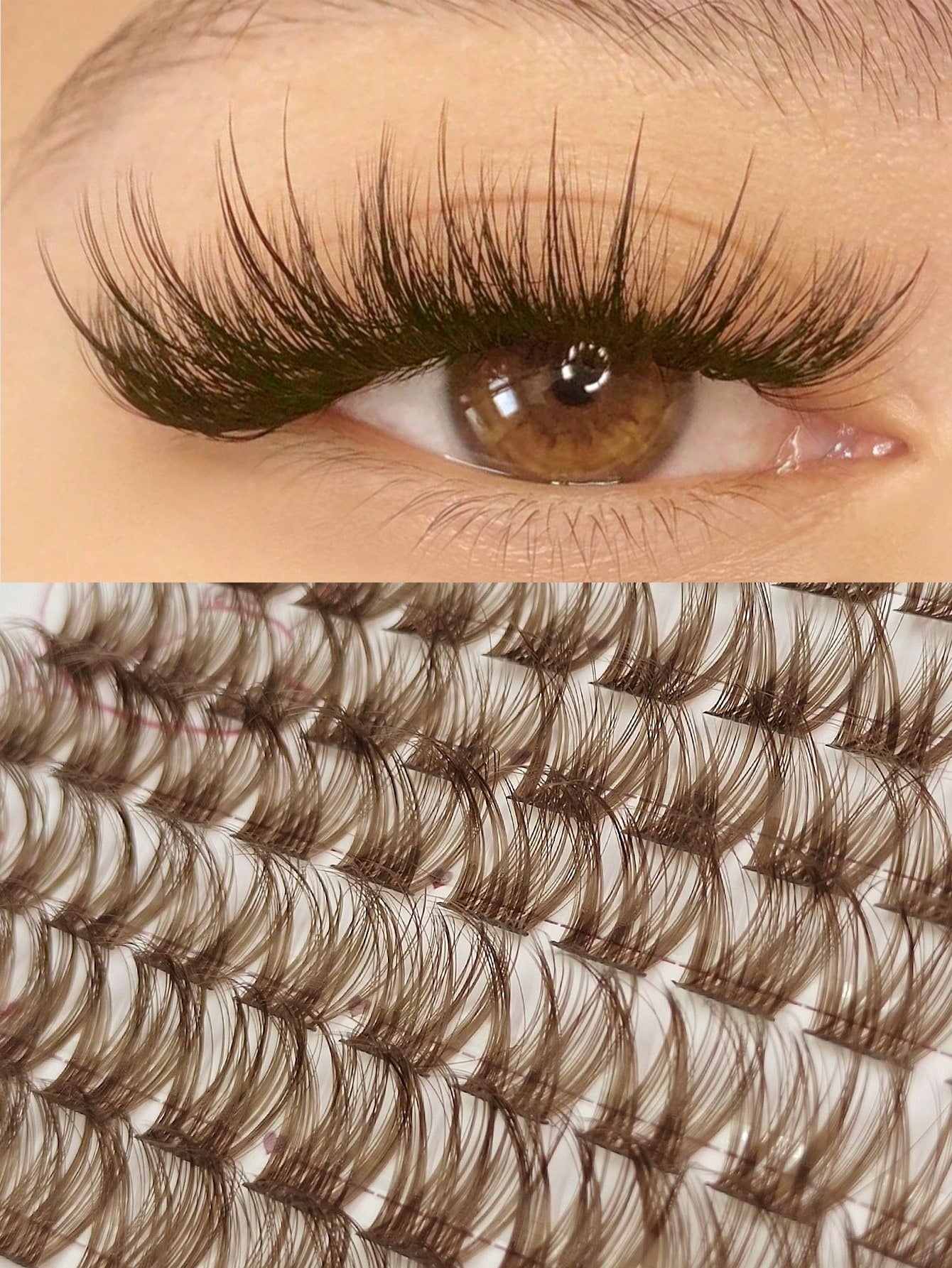 Rikuaild 100pcs D-Curl Colorful Lightweight Brown Cluster False Eyelashes, Fluffy Dense Dark Brown Eyelash Clusters, Single Strand False Eyelash Extension, Soft Thin Natural Brown Makeup, Single Soft