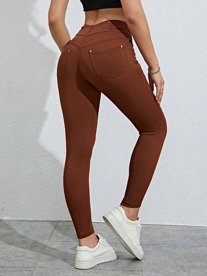 Rivivi Women's Casual Solid Color Slim Fit Pants