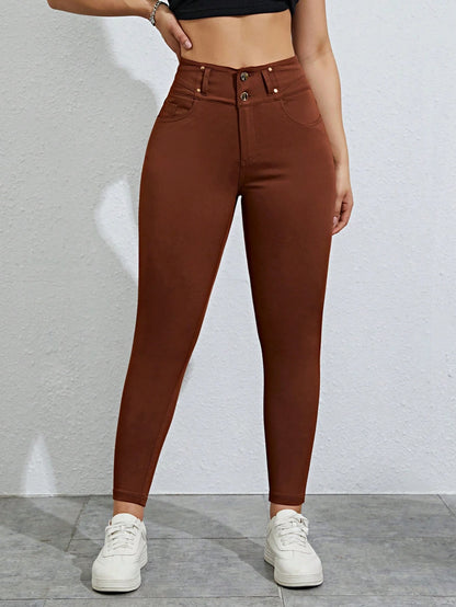 Rivivi Women's Casual Solid Color Slim Fit Pants
