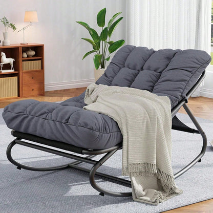 Rocking Papasan Chairs, Outdoor Lounge Chairs With Comfy Cushions, Sturdy Metal Frame, Reading Chairs For Adults, Padded Seat For Patio, Garden, Nursery, Living Room