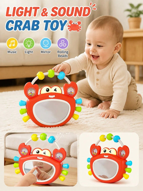 Rocking Sound & Light Crab Rattle Baby Toy, 0-2 Years Old Infant Hand-Grip Ball, Early Education Music Enlightenment Educational Toy