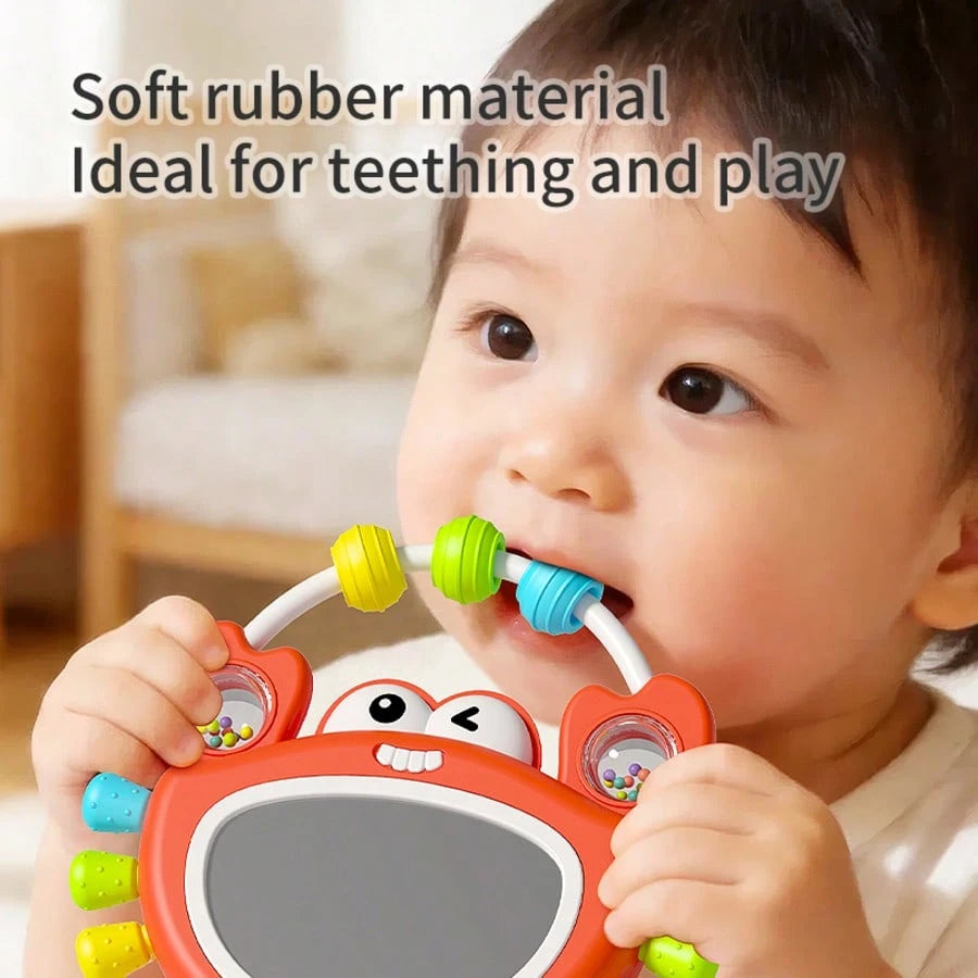 Rocking Sound & Light Crab Rattle Baby Toy, 0-2 Years Old Infant Hand-Grip Ball, Early Education Music Enlightenment Educational Toy