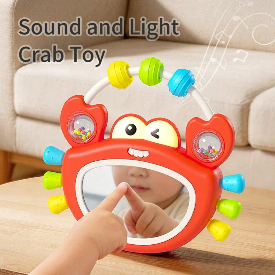 Rocking Sound & Light Crab Rattle Baby Toy, 0-2 Years Old Infant Hand-Grip Ball, Early Education Music Enlightenment Educational Toy