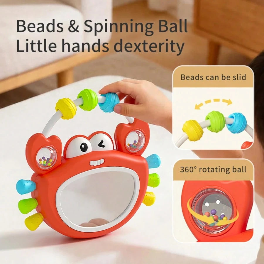 Rocking Sound & Light Crab Rattle Baby Toy, 0-2 Years Old Infant Hand-Grip Ball, Early Education Music Enlightenment Educational Toy