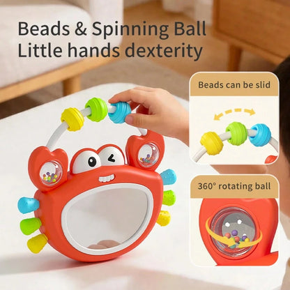 Rocking Sound & Light Crab Rattle Baby Toy, 0-2 Years Old Infant Hand-Grip Ball, Early Education Music Enlightenment Educational Toy