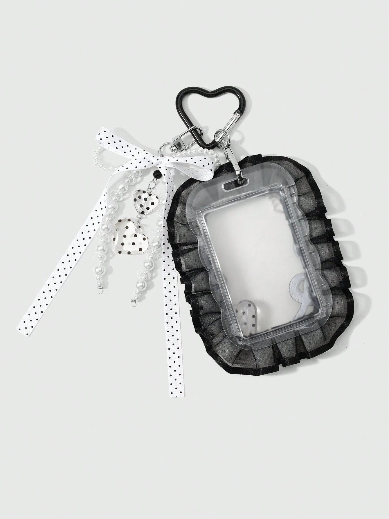 ROMWE Anime 1 Creative Simple And Versatile Retro Classic High Sense Music Festival Series Black And White Handmade Beaded Imitation Pearl Ring Resin Round Bead Love Phone Line Silver Hollow Cloud Win