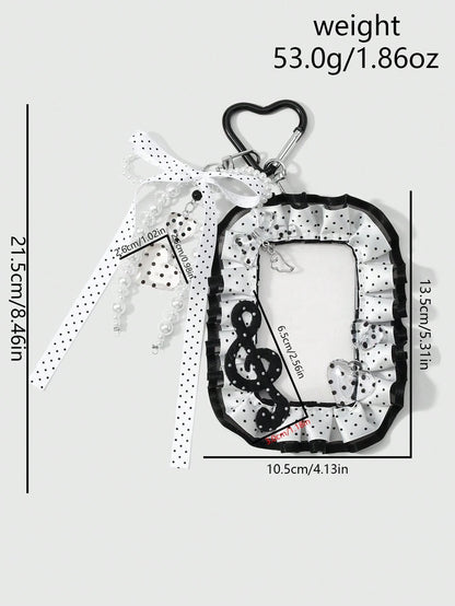 ROMWE Anime 1 Creative Simple And Versatile Retro Classic High Sense Music Festival Series Black And White Handmade Beaded Imitation Pearl Ring Resin Round Bead Love Phone Line Silver Hollow Cloud Win