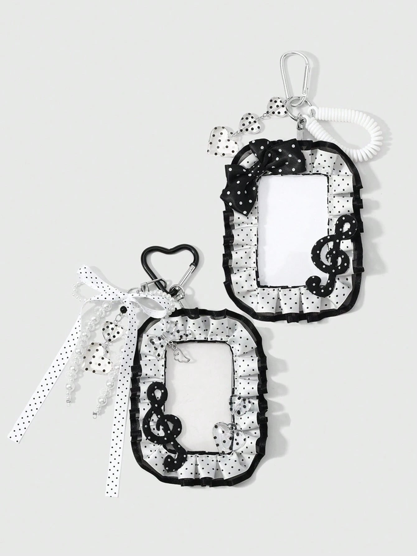 ROMWE Anime 1 Creative Simple And Versatile Retro Classic High Sense Music Festival Series Black And White Handmade Beaded Imitation Pearl Ring Resin Round Bead Love Phone Line Silver Hollow Cloud Win