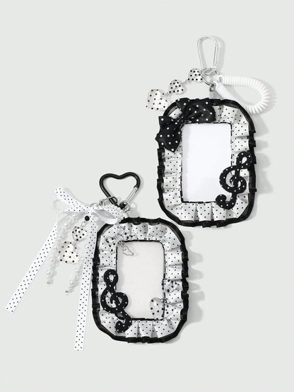 ROMWE Anime 1 Creative Simple And Versatile Retro Classic High Sense Music Festival Series Black And White Handmade Beaded Imitation Pearl Ring Resin Round Bead Love Phone Line Silver Hollow Cloud Win