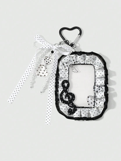 ROMWE Anime 1 Creative Simple And Versatile Retro Classic High Sense Music Festival Series Black And White Handmade Beaded Imitation Pearl Ring Resin Round Bead Love Phone Line Silver Hollow Cloud Win